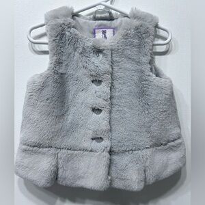 Gymboree Girls Gray‎ Faux Fur Vest with Front Buttons Size 2T